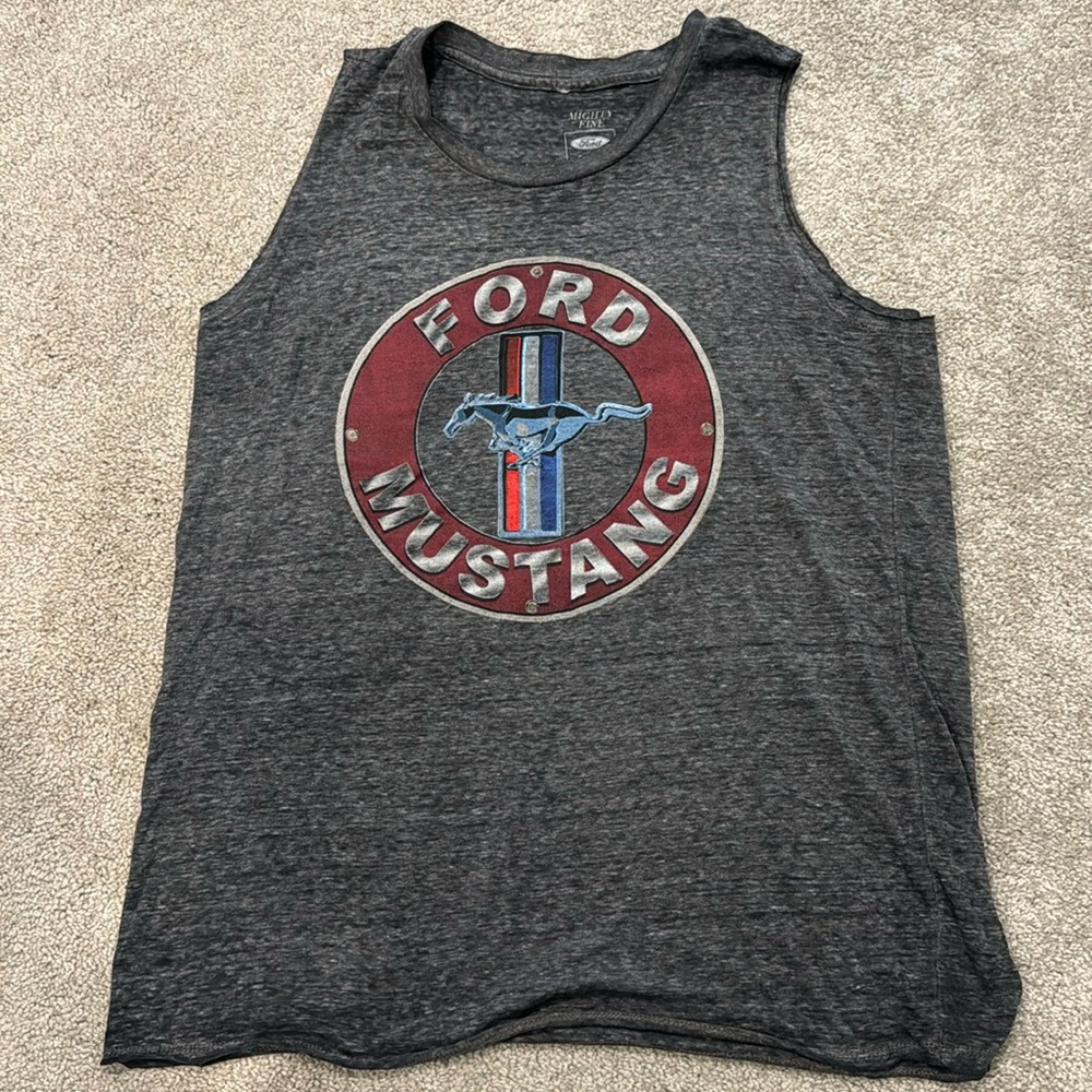 Ford Mustang Muscle Graphic Tank Top Tshirt - Officially Licensed - Gray Sz XL